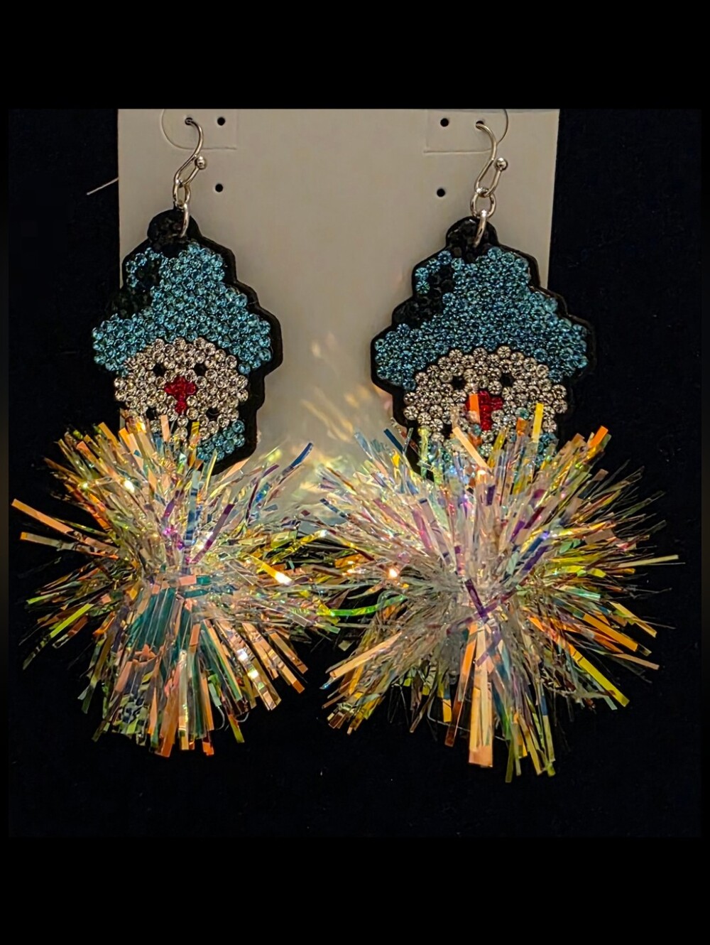 Sequin Snowman Drop Earrings